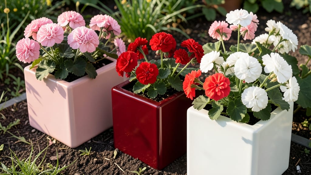 Glazed Ceramic Planter with Color Blocking