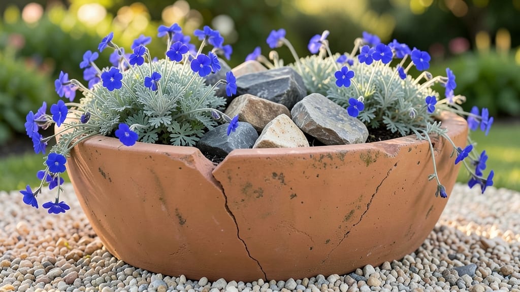 Rock Garden Planter with Geraniums