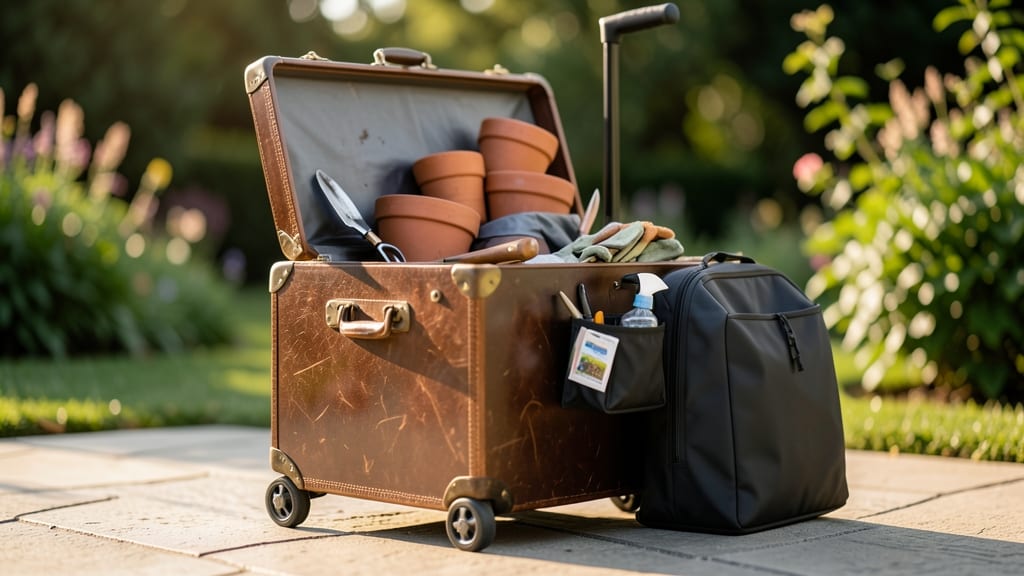 Repurposed Suitcase Potting Cart