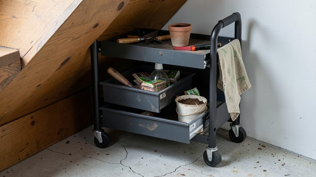 Under-Stairs Rolling Cart