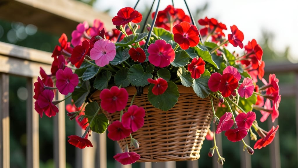 Hanging Basket Geranium Display